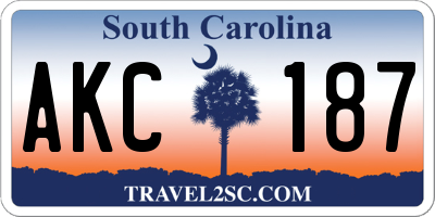 SC license plate AKC187