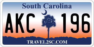 SC license plate AKC196