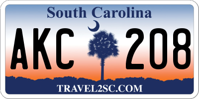 SC license plate AKC208