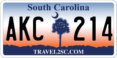 SC license plate AKC214