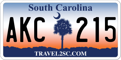 SC license plate AKC215
