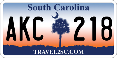 SC license plate AKC218
