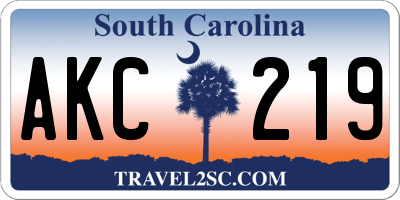 SC license plate AKC219