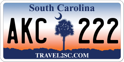 SC license plate AKC222
