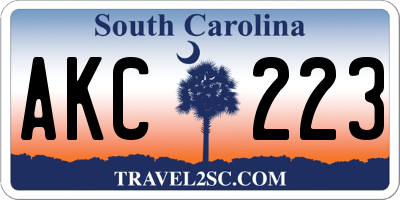 SC license plate AKC223