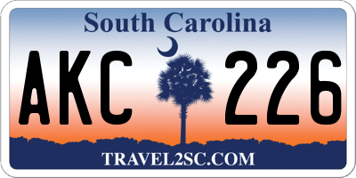 SC license plate AKC226