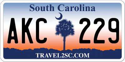 SC license plate AKC229