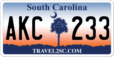 SC license plate AKC233