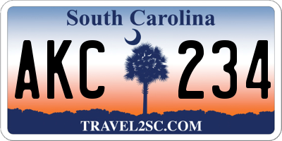 SC license plate AKC234