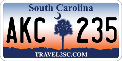 SC license plate AKC235