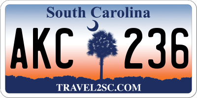 SC license plate AKC236