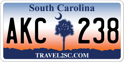 SC license plate AKC238