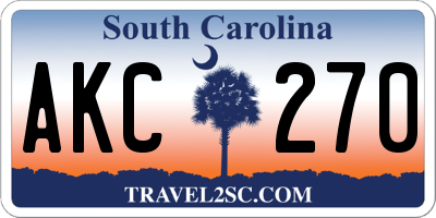 SC license plate AKC270