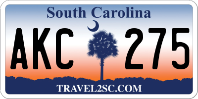 SC license plate AKC275