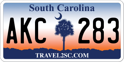 SC license plate AKC283