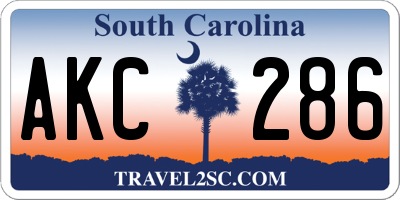 SC license plate AKC286