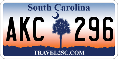 SC license plate AKC296