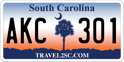 SC license plate AKC301