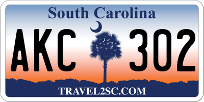 SC license plate AKC302