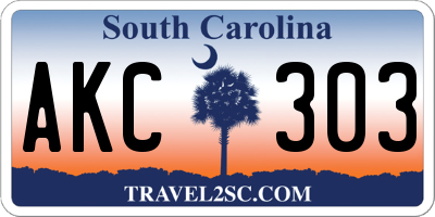 SC license plate AKC303