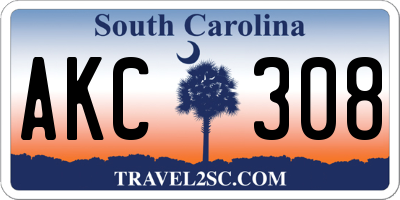 SC license plate AKC308