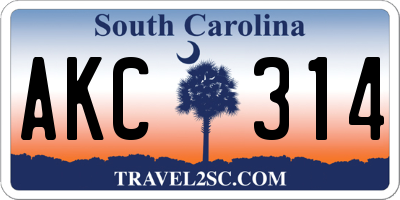 SC license plate AKC314