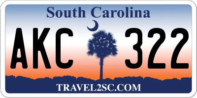 SC license plate AKC322