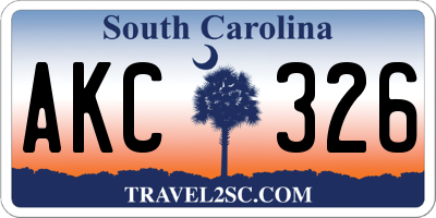 SC license plate AKC326