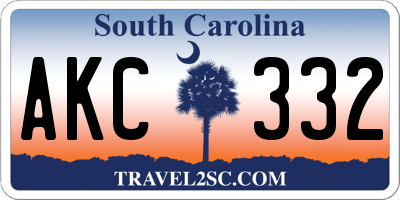 SC license plate AKC332