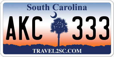 SC license plate AKC333