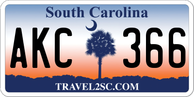 SC license plate AKC366