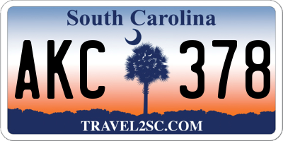 SC license plate AKC378