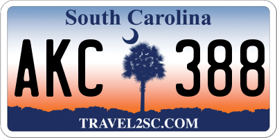 SC license plate AKC388
