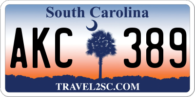 SC license plate AKC389