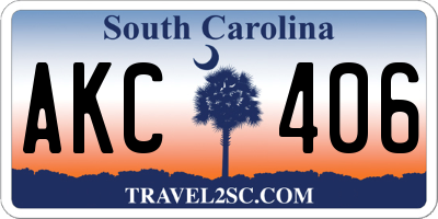 SC license plate AKC406