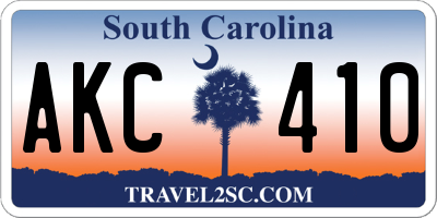 SC license plate AKC410