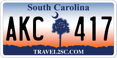 SC license plate AKC417