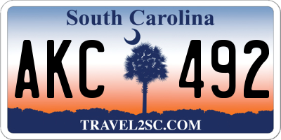 SC license plate AKC492