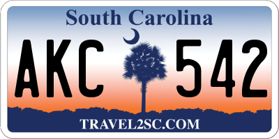 SC license plate AKC542