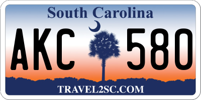 SC license plate AKC580