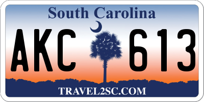 SC license plate AKC613