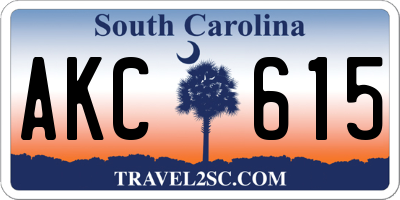 SC license plate AKC615