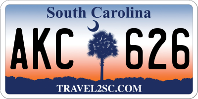 SC license plate AKC626