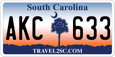 SC license plate AKC633