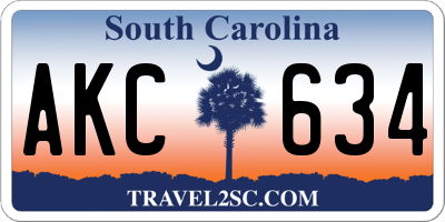 SC license plate AKC634