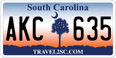 SC license plate AKC635