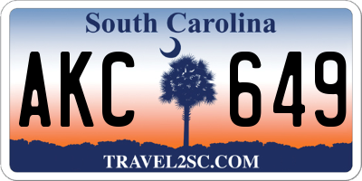 SC license plate AKC649