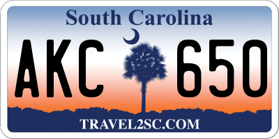 SC license plate AKC650