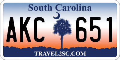 SC license plate AKC651