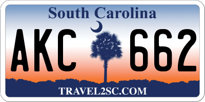 SC license plate AKC662